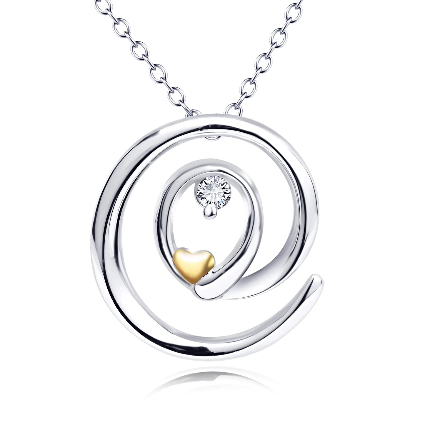 Round Pendant Diamond Necklace in 925 Sterling Silver