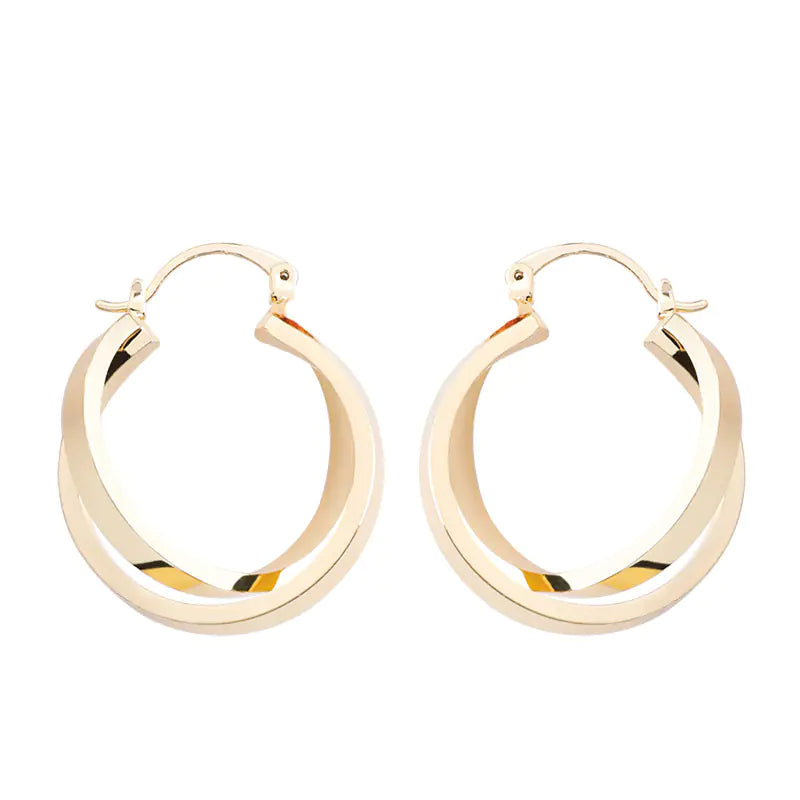 Korean Minimalist Metal Crossed Hoop Earrings for Women