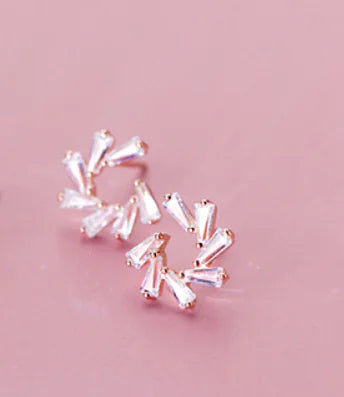 Flower Studs and Snowflake Earrings Set