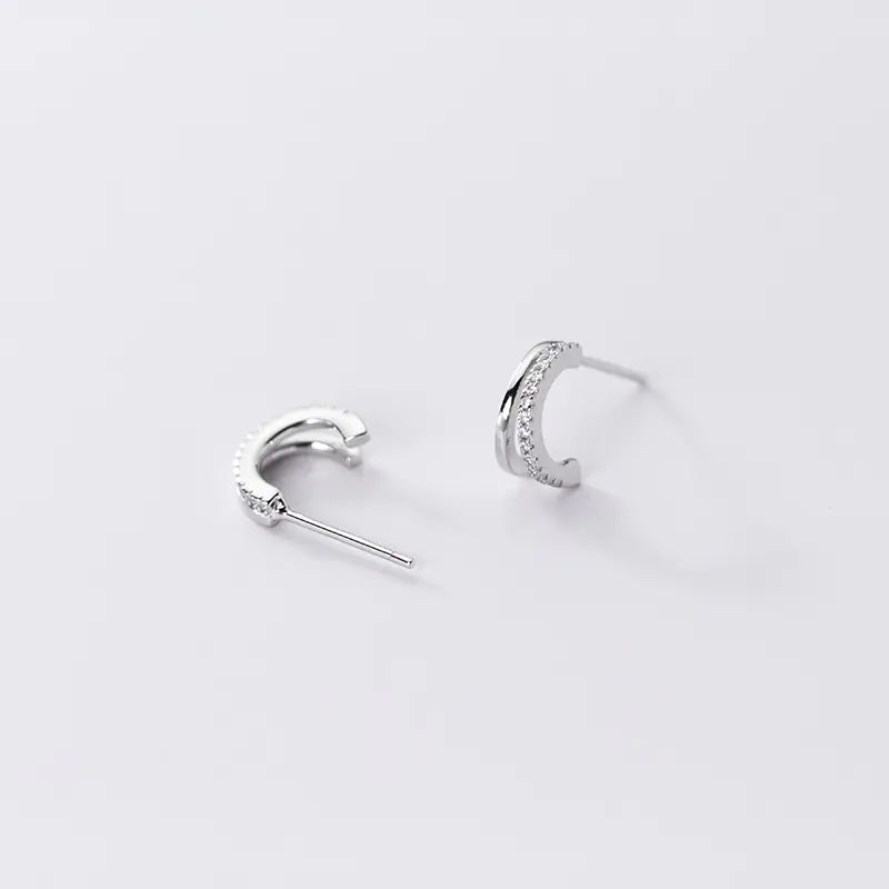 Iroqi S925 Silver Earrings with Double Layer Design