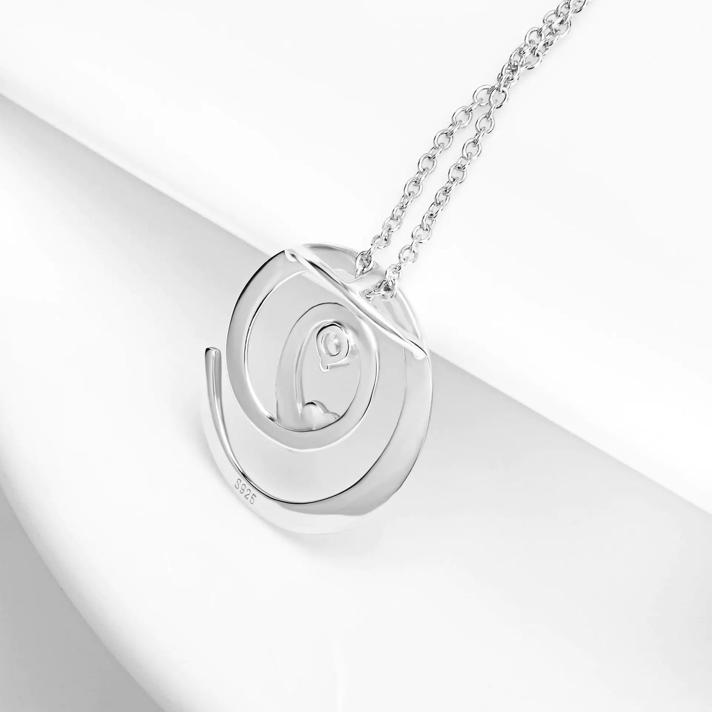 Round Pendant Diamond Necklace in 925 Sterling Silver