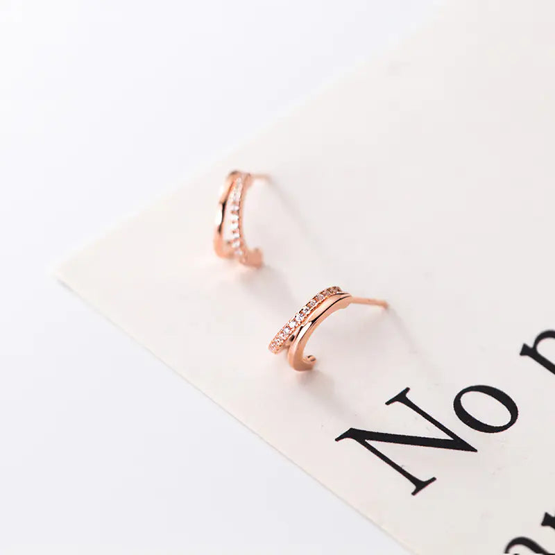 Iroqi S925 Silver Earrings with Double Layer Design