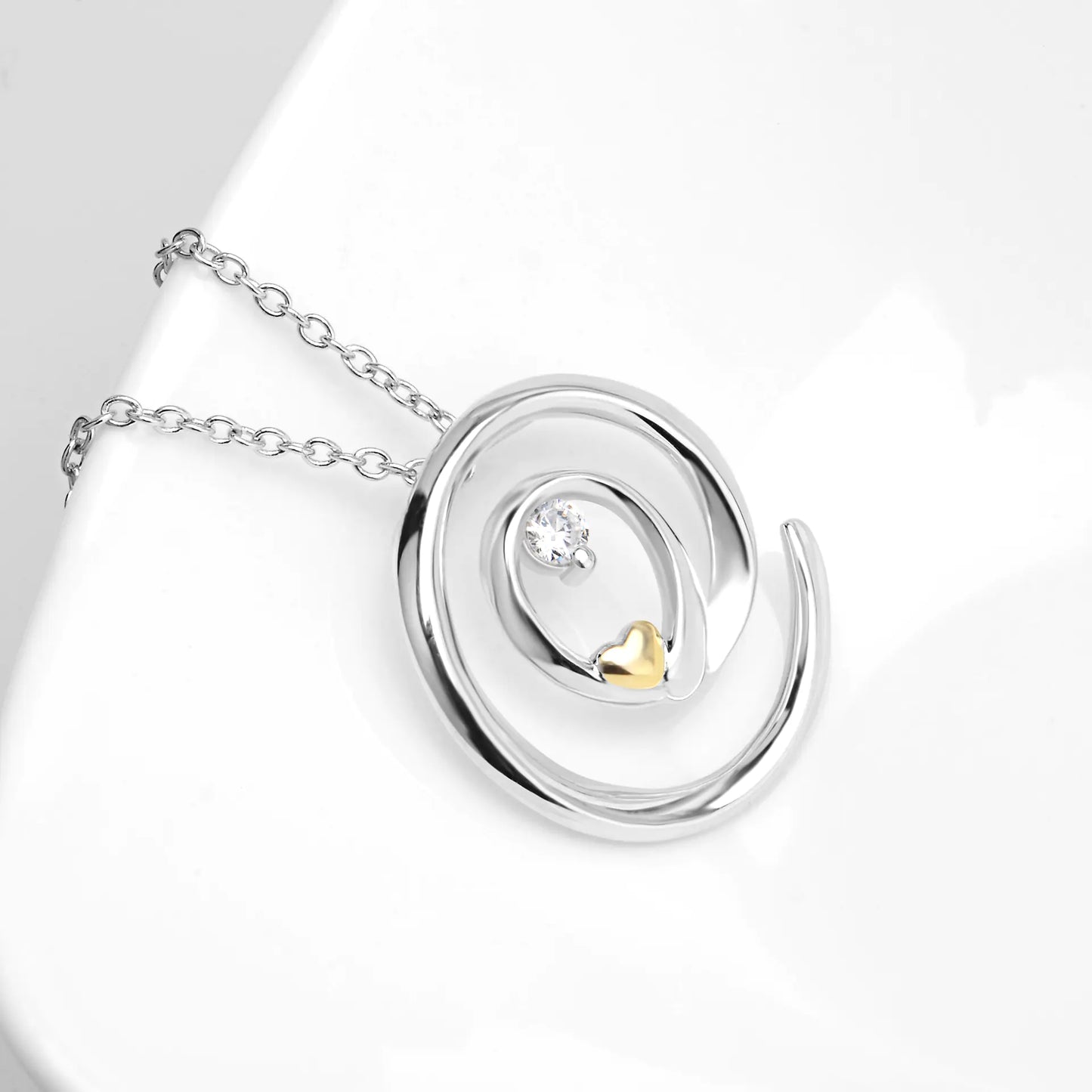 Round Pendant Diamond Necklace in 925 Sterling Silver