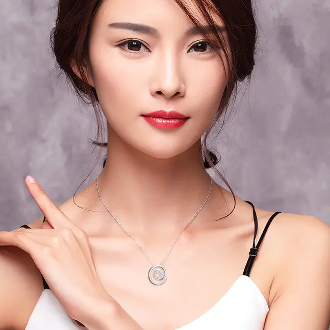 Round Pendant Diamond Necklace in 925 Sterling Silver
