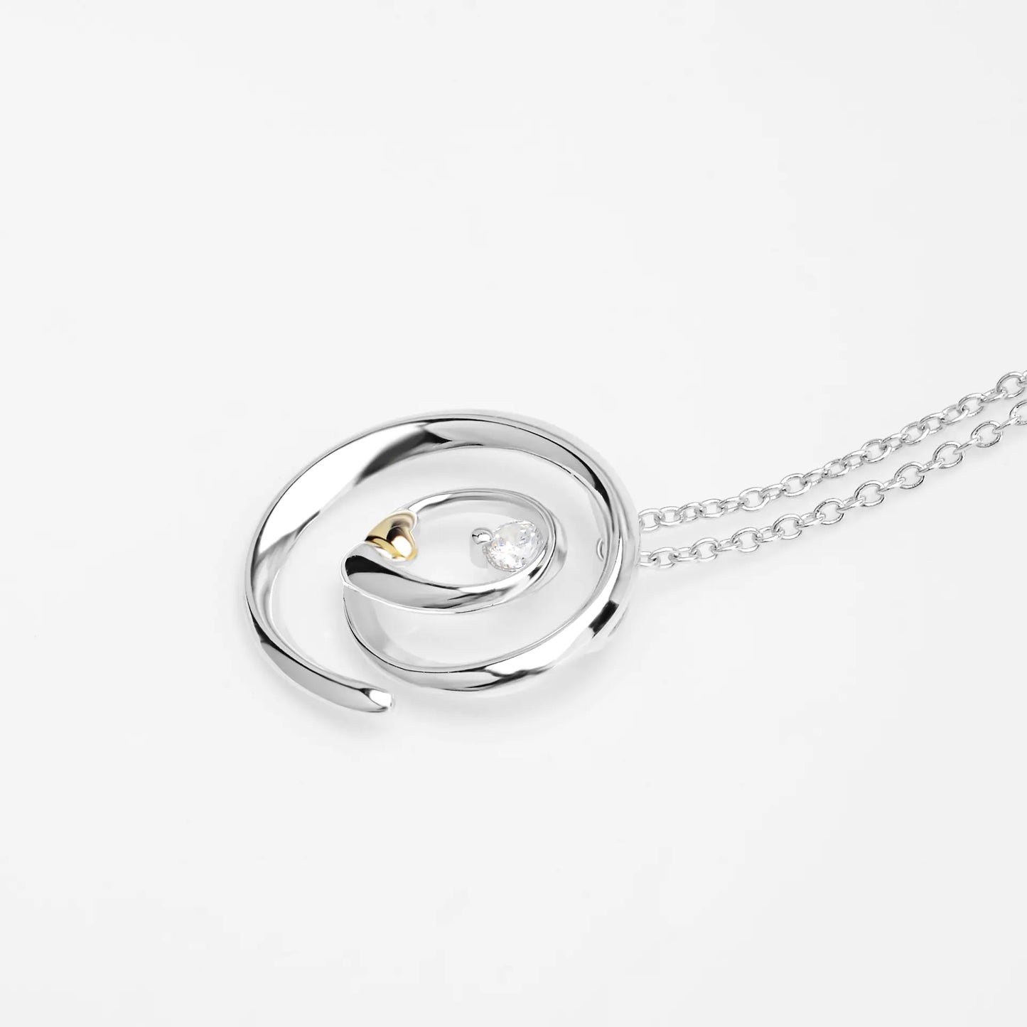 Round Pendant Diamond Necklace in 925 Sterling Silver