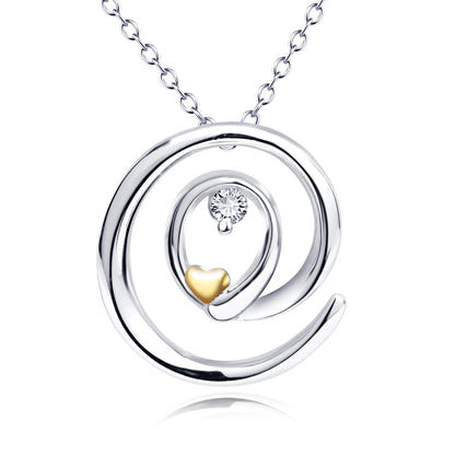 Round Pendant Diamond Necklace in 925 Sterling Silver