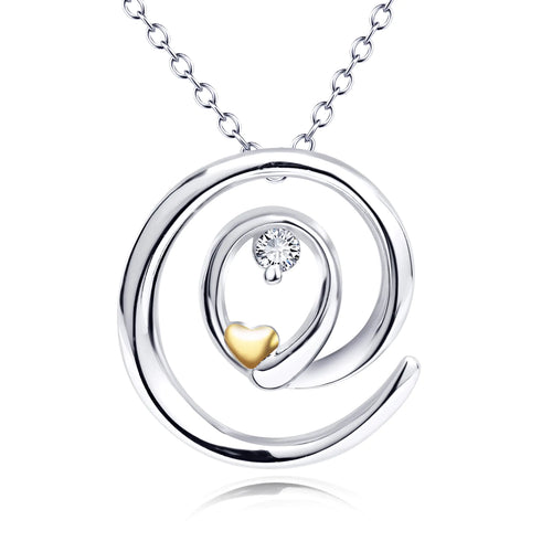 Round Pendant Diamond Necklace in 925 Sterling Silver