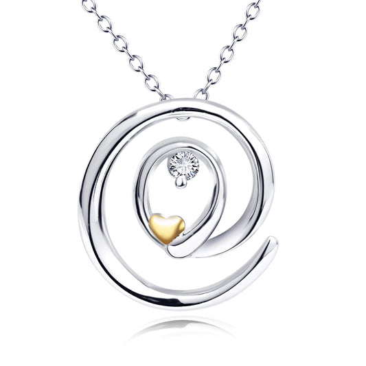 Round Pendant Diamond Necklace in 925 Sterling Silver