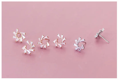 Flower Studs and Snowflake Earrings Set