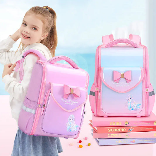 Children`s Waterproof Load Reduction Spine Protection Backpack