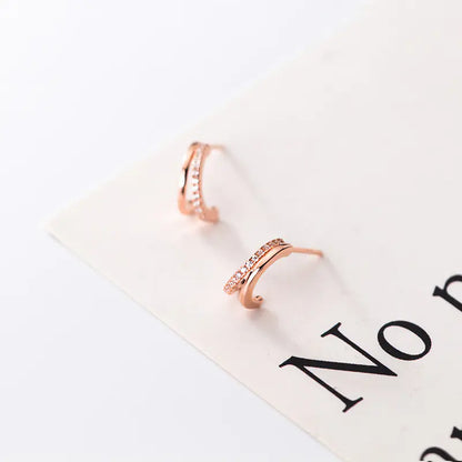 Iroqi S925 Silver Earrings with Double Layer Design