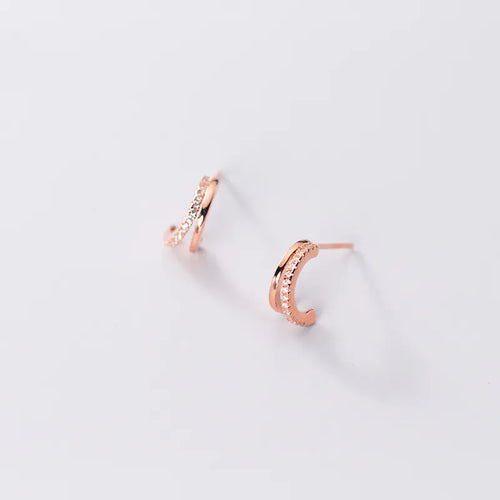 Iroqi S925 Silver Earrings with Double Layer Design
