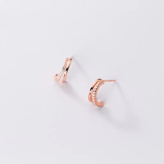 Iroqi S925 Silver Earrings with Double Layer Design