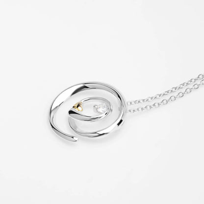 Round Pendant Diamond Necklace in 925 Sterling Silver